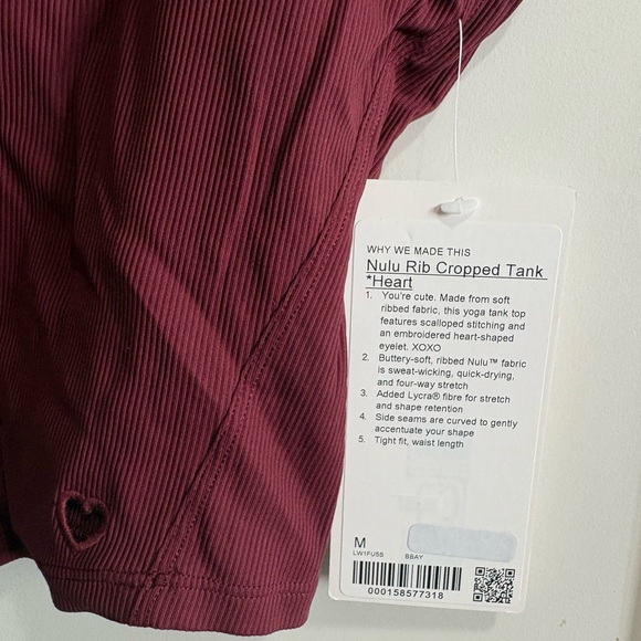 lulu nulu ribbed crop tank top heart - Picture 8 of 8